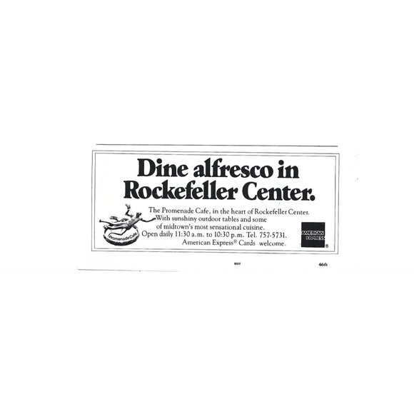 Rockefeller Center Promenade Cafe American Express ADVERT 1970s Print Ad 9 in - Picture 2 of 2